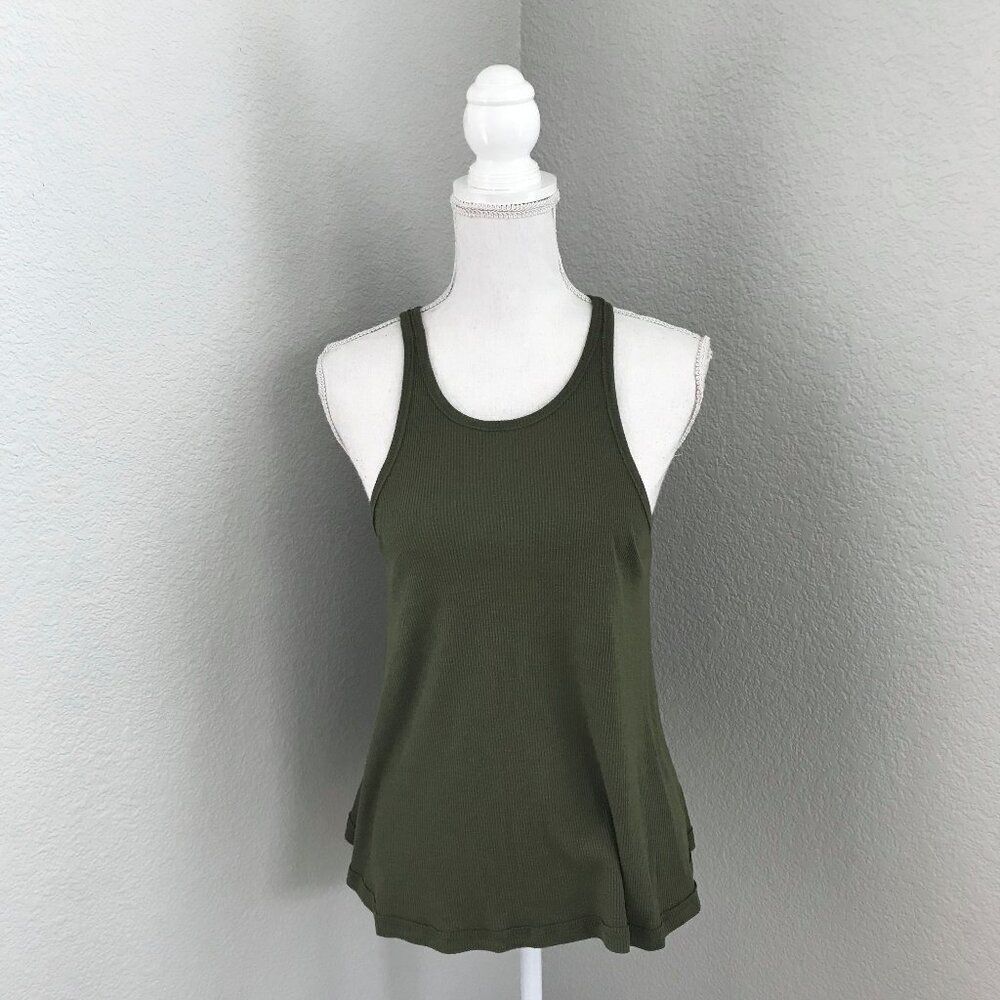 Free People Women Size Small Green Racerback Long Beach Tank Top